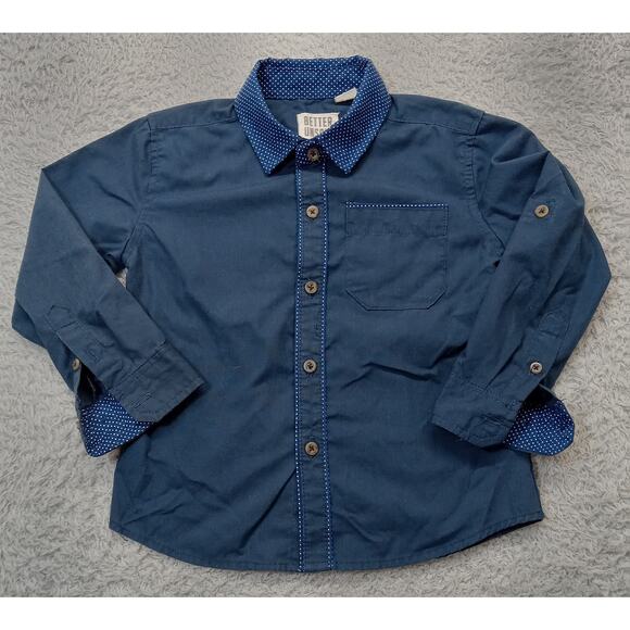 Better Unsaid Boys 3T Toddler Long Sleeve Button Up Blue - Picture 1 of 6